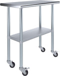 AmGood 36" Long x 18" Deep Stainless Steel Table with Casters