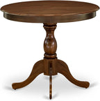 East West Furniture AMAB3-AWA-05 3 Piece Kitchen Table Set for Small Spaces Contains a Round Dining Room Table with Pedestal and 2 Grey Linen Fabric Parsons Chairs, 36x36 Inch, Walnut