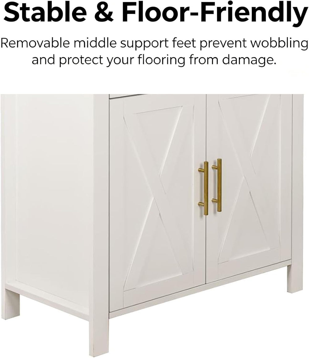 71" Tall Arched Kitchen Pantry Cabinet with Glass Doors - Farmhouse Stor...
