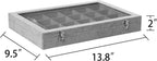 Frebeauty Velvet Jewelry Tray,24 Grid Jewelry Organizer with Clear Lid,Earring Holder Organizer with Clasp,Drawer Insert Rings Pendants Brooches,13.8 x 9.5 x 2 Inches,Gift for Women Girls(Grey)