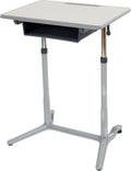 Mobile Adjustable Student Standing Desk, Portable Workstation, Grey