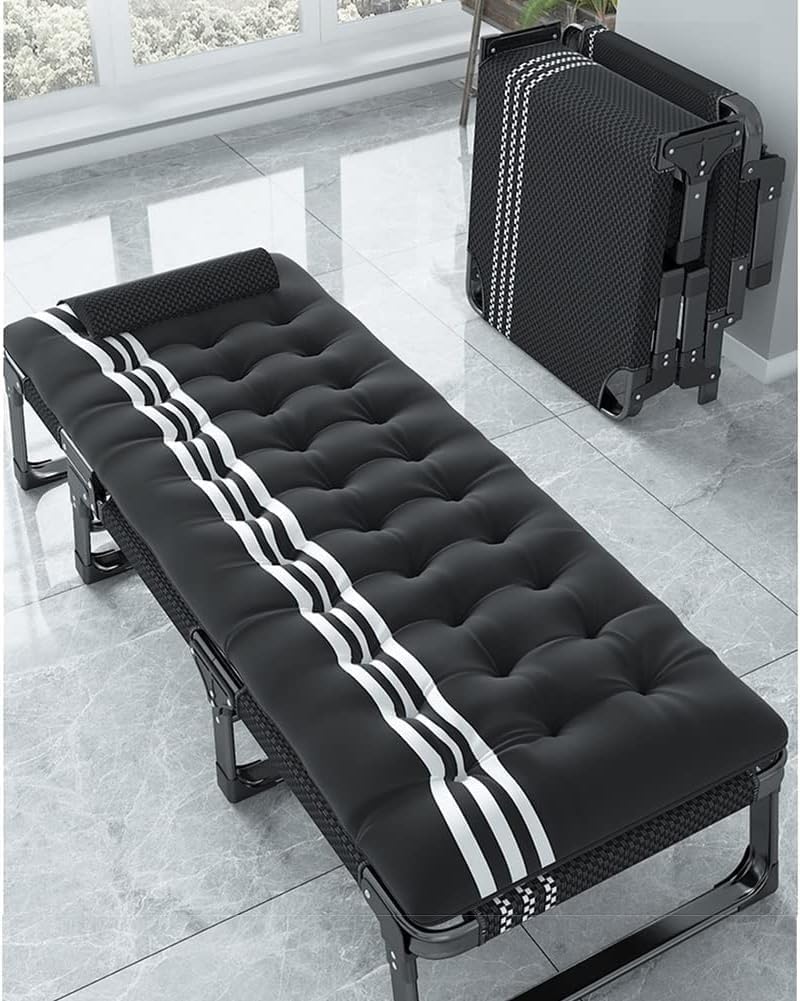 Sleeping Cots for Adults 5-Position Folding Chaise Lounge Chairs Outdoor Portable Indoor Bed Cot Lounge(A+Cushion B)