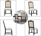 EALSON Rattan Dining Chairs Set of 6 Linen Upholstered Dining Room Chairs with Cane Back Mid Century Modern Kitchen Chairs Black Wood Frame Side Chairs for Dining Room/Kitchen, Beige