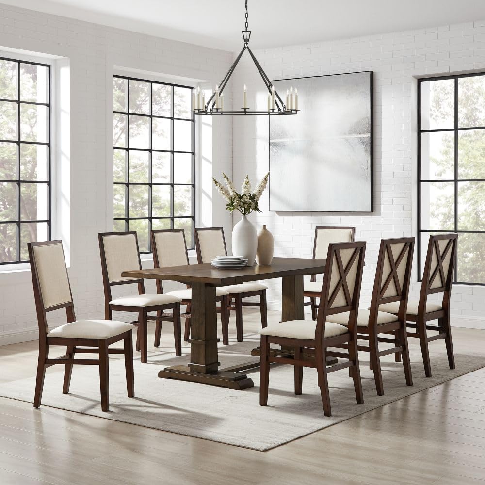Crosley Furniture Joanna 9-Piece Modern Farmhouse Dining Table Set for 8 with...