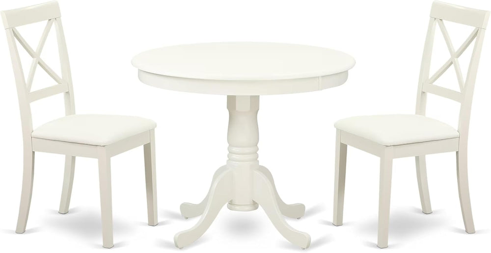 East West Furniture ANBO3-LWH-LC 3 Piece Modern Dining Table Set Contains a R...