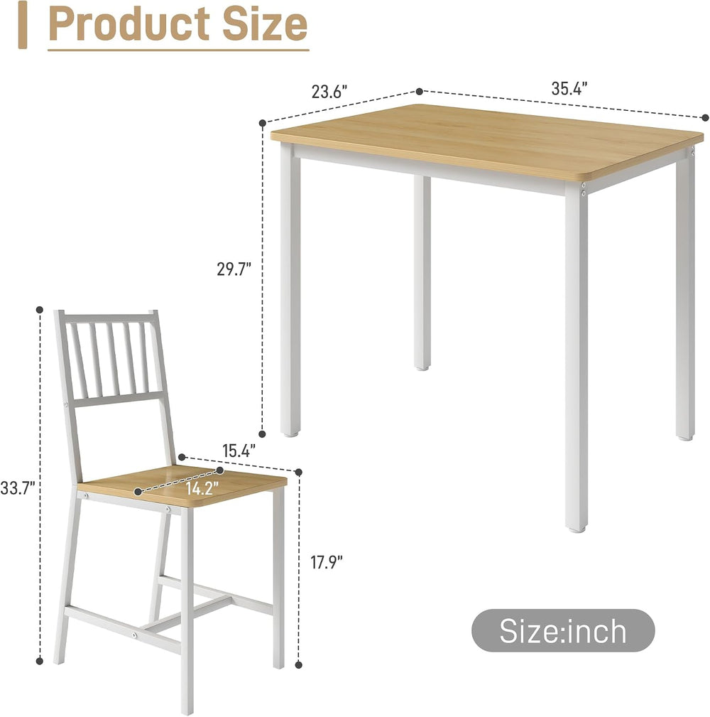 3-Piece Dining Table Set for 2, Space-Saving Kitchen Table Set for Small Spac...