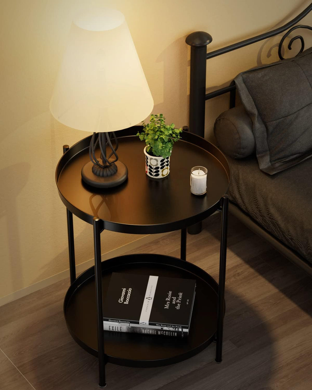 EKNITEY 2 Tier End Table - Metal Side Table Waterproof Small Sofa Coffee Side...