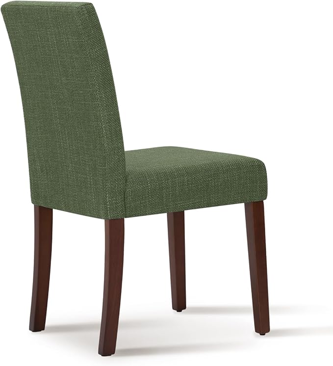 Upholstered Dining Chairs Set of 6 - Line Fabric Modern Farmhouse Kitchen Chairs,Mid-Back Dining Room Chairs with Wooden Legs