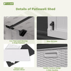 Patiowell 26 Cu.ft Plastic Outdoor Storage Cabinet, Lockable Waterproof Horizotal Storage Shed, Tool Box for Patio, Garden Tools, Garbage Cans, Pool Supplies, Easy Assembly, White(Not Include Shelves)