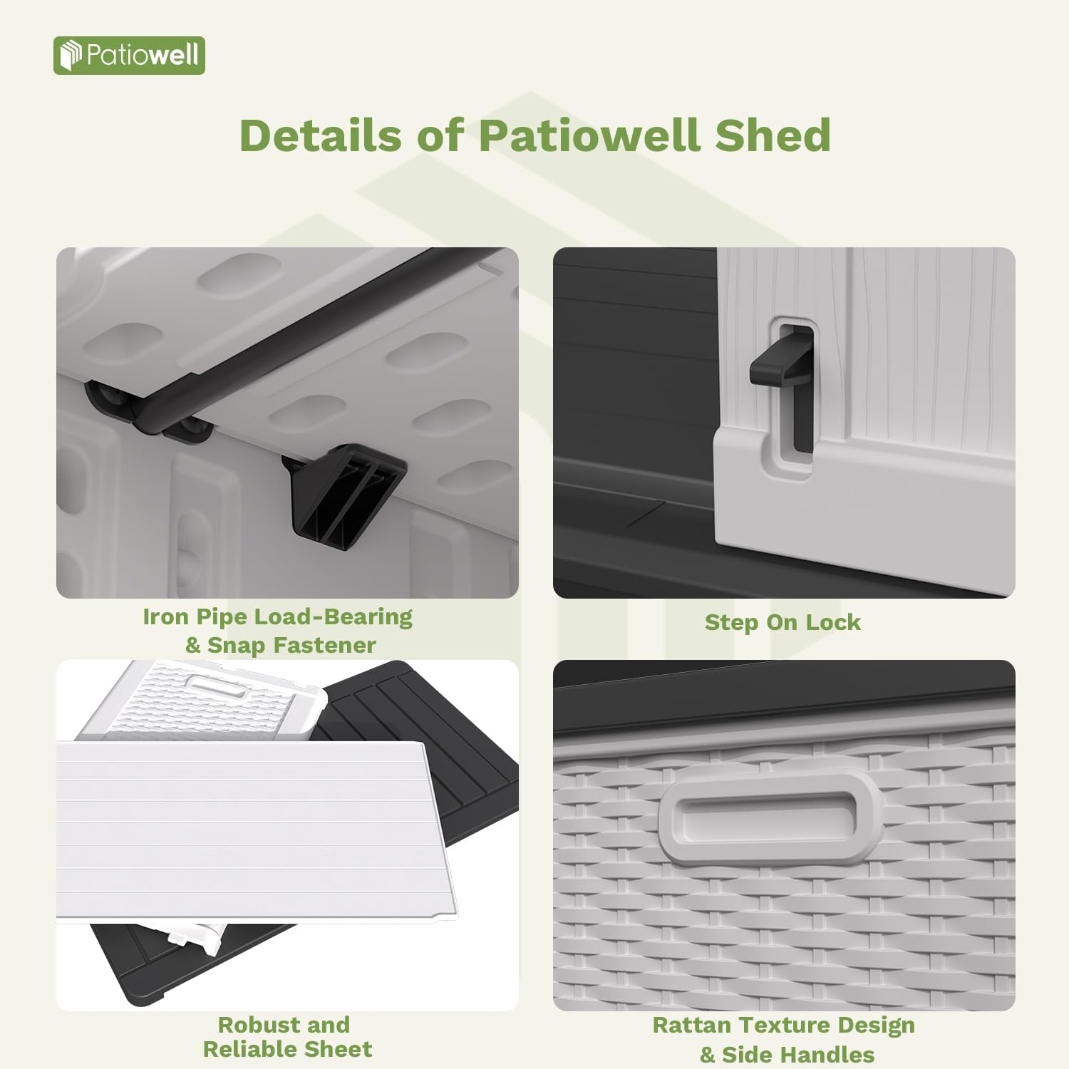 Patiowell 26 Cu.ft Plastic Outdoor Storage Cabinet, Lockable Waterproof Horizotal Storage Shed, Tool Box for Patio, Garden Tools, Garbage Cans, Pool Supplies, Easy Assembly, White(Not Include Shelves)