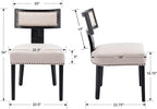 Mid Century Modern Dining Chairs Set of 6 Linen Fabric Upholstered Kitchen Side Chairs with Nailhead Trim, Modern Kitchen Armless Solid Wood Dining Chairs, Beige
