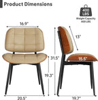 Dining Chairs Set of 8, Mid Century Modern Dining Room Chair, Upholstered Faux Leather Kitchen Chairs with Thick Cushion and Walnut Bentwood Back for Kitchen Dining Room, Khaki