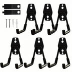 6 Pack Garage Hooks Heavy Duty with Anti-Slip Coating, Steel Utility Ladder Hooks for Hanging Garden Tools, Hoses, Ropes, Bikes and More (3in)