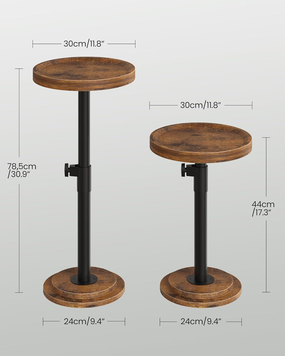 CHOEZON Height Adjustable Drink Table, Small Round Side Table, Pedestal Marti...