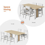 Itaar 5-Piece Dining Table Set for 4-6 People, 63" Extendable Kitchen Table and 4 Cushion Chairs, Dining Room Table with MDF Board & Metal Frame for Small Space, Easy Clean, Natural