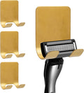 4-Pack Self-Adhesive Waterproof Hooks - Heavy-Duty Metal Razor Holder for Shower, Bathroom or Kitchen Organization,Stylish Gold Towel & Loofah Wall Hangers