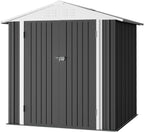 Furniwell 6x4 FT Outdoor Storage Shed, Metal Garden Sheds Outdoor Storage House with Single Lockable Door for Backyard Patio Lawn, Gray