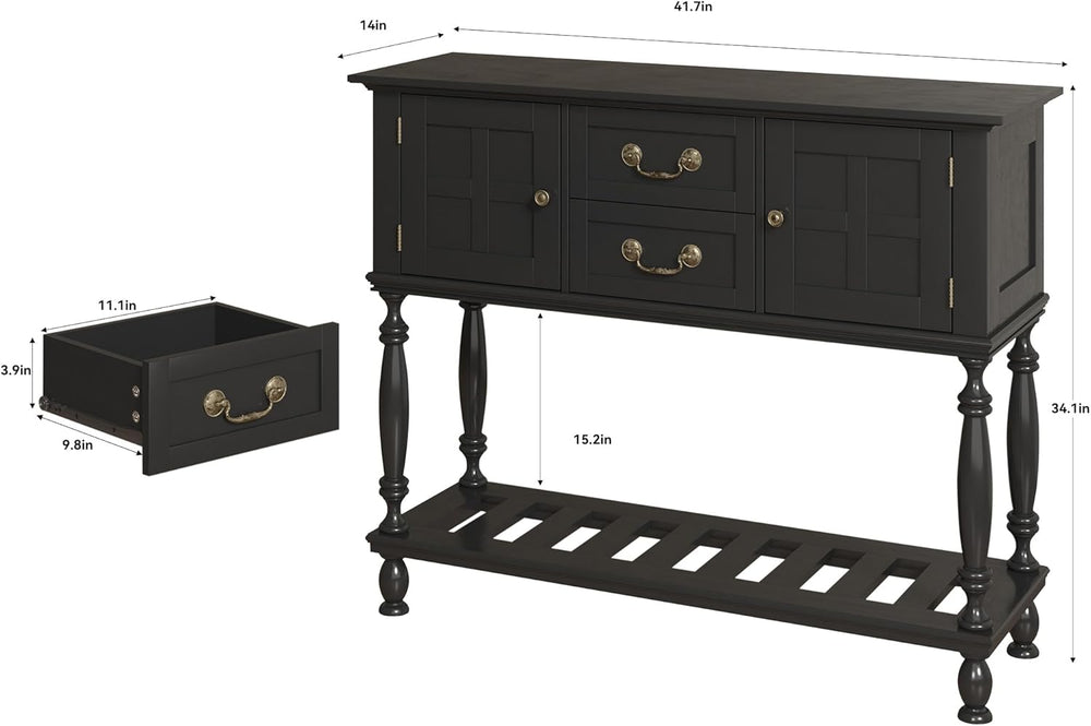 Farmhouse Console Table with Storage, Narrow Entryway Table with 2 Drawers &a...