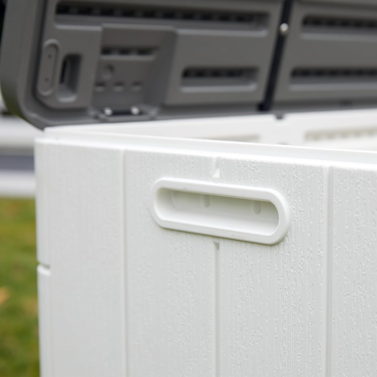 TARKARI Premium Pro Edition 100 Gallon Lockable Resin Deck Box, Waterproof & UV-Resistant Outdoor Storage Box for Outdoor Cushion Storage, Garden Tools & Pool Accessories Storage, White