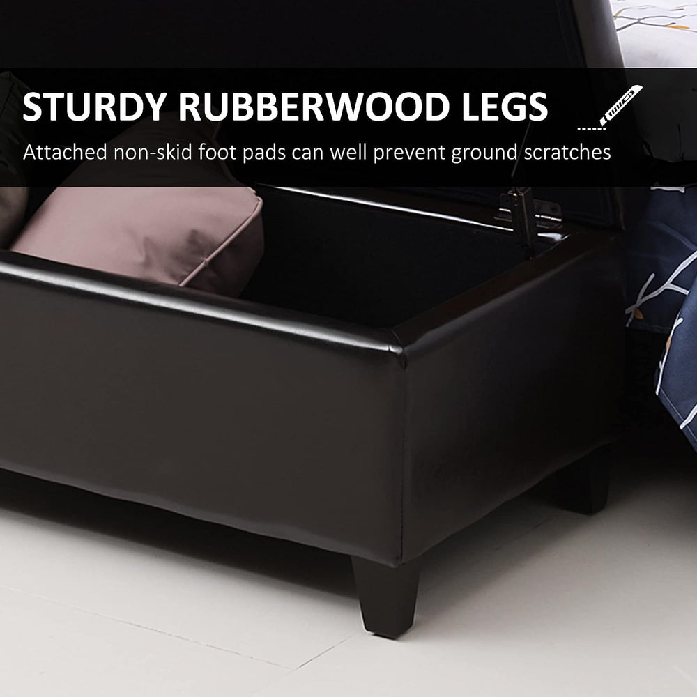 Versatile Storage Ottoman with Upholstered Soft-Touch Fabric Top and Sturdy W...