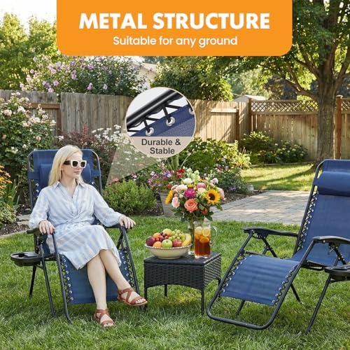 NEWBULIG Zero Gravity Chairs Set of 2, Lounge Chair Folding Portable Adjustab...