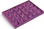 Velvet Necklace Display Tray, Stackable 24 Grid Insert Pendant Necklaces Storage Holder Plate, Jewelry Retail Countertop Organizer (Purple)