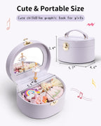VLANDO Musical Jewelry Box for Girls, Arc Design with Spinning Ballerina | Large Compartment for Small Treasures, Plays Canon Melody, Built-In Mirror and Soft Carry Handle, Birthday Christmas Gift