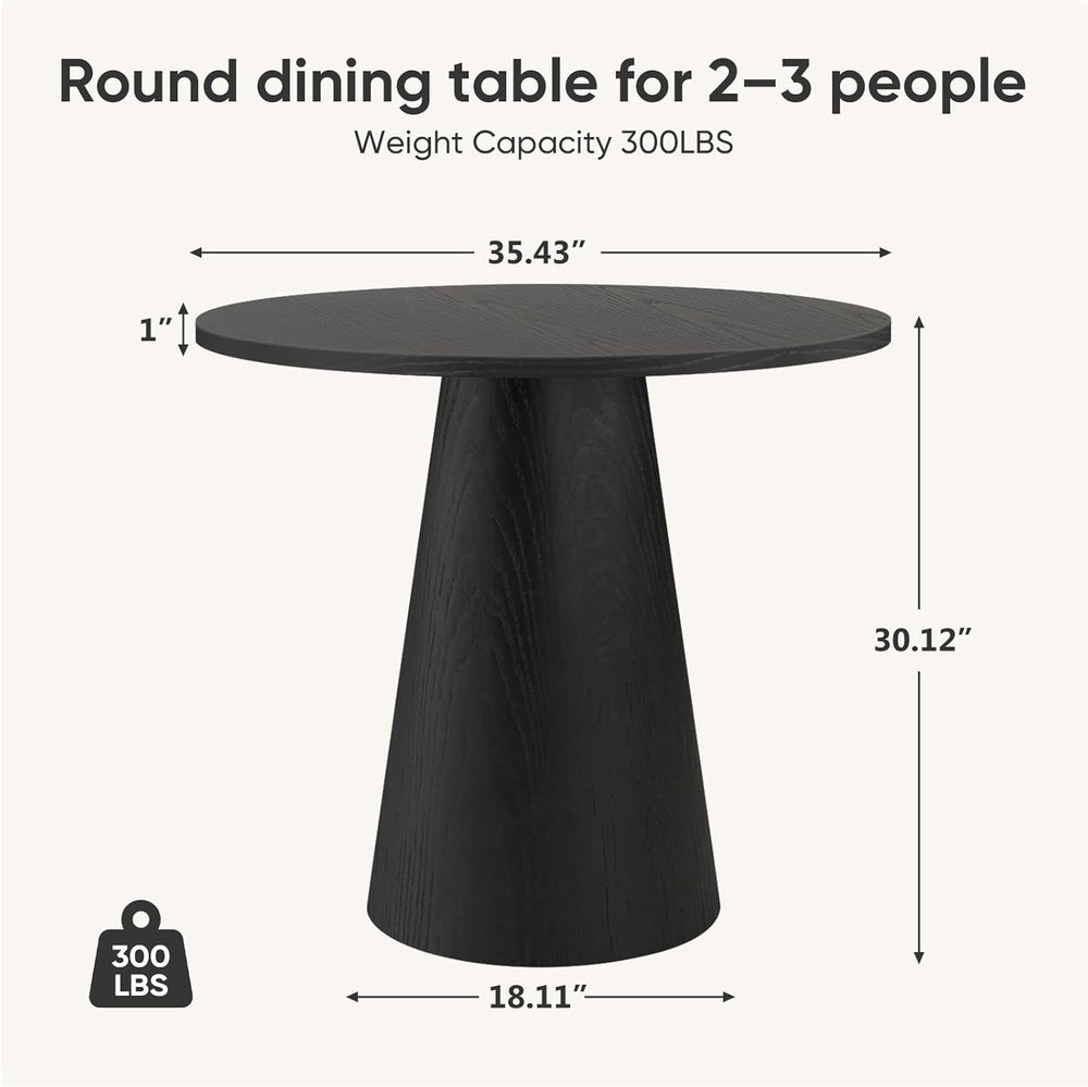 Comfy to go 35" Round Dining Table Wood for 2-3, Modern Farmhouse Kitche...
