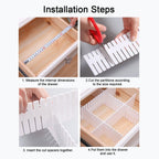 24pcs freely adjustable drawer dividers for organizing messy clothes, cosmetics, stationery, tableware, daily sundries, suitable for kitchen, living room, bathroom, study, office (blue)