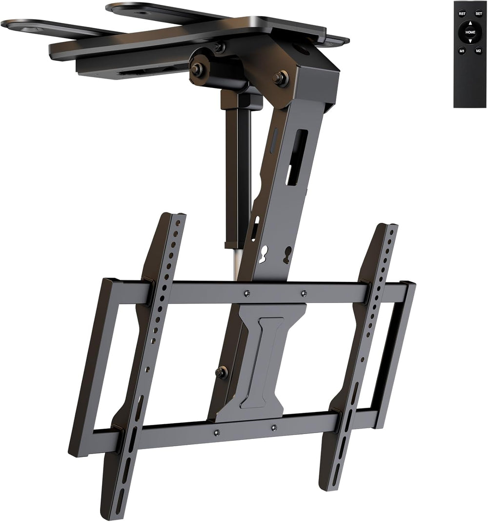 Motorized Ceiling TV Mount Flip Down with Remote for 37-75‘’ TVs, Black | Spa...