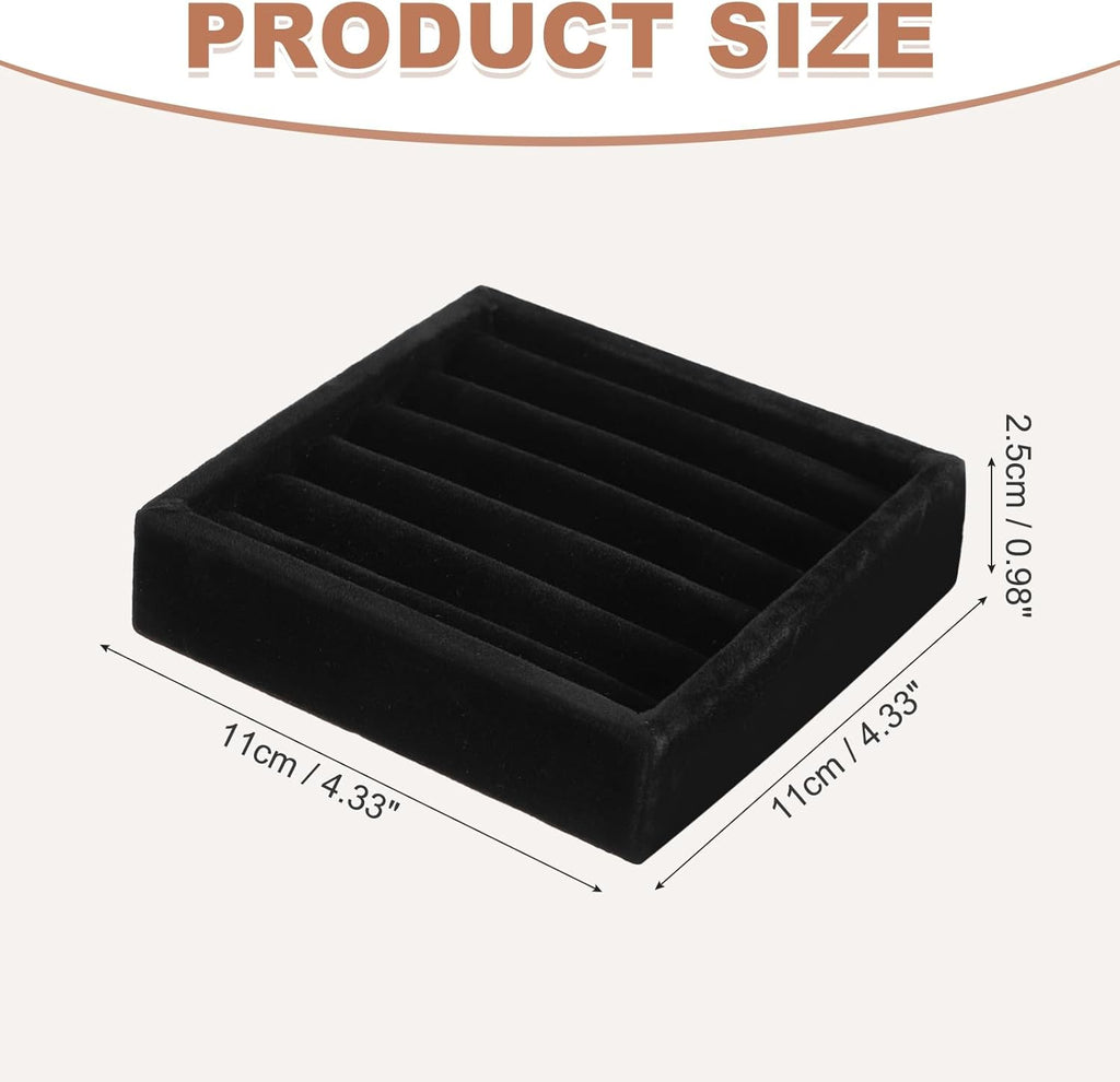 uxcell Stackable Jewelry Storage Tray, Jewelry Tray Drawer Organizer, Small Display Box for Earrings, Necklaces, Rings and Bracelets, Black