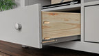 Handcrafted Solid Oak TV Stand Entertainment Center - Elegant Gray Media Console with Spacious Storage Drawers & Open Shelves - Sturdy Wood Cabinet Fits TVs up to 55 Inches