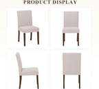 Upholstered Dining Chairs Set of 6, Modern Fabric Dining Room Chair, Wooden Dining Chair, Kitchen Side Chairs, Farmhouse Dinner Chair with High Back for Kitchen, Beige