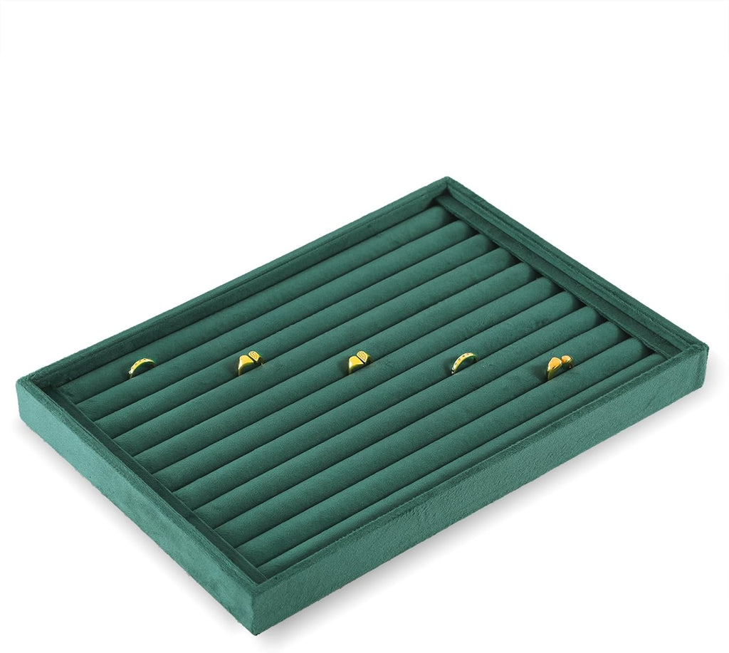 Ring Tray, Velvet Jewelry Trays,Premium Ring Display Case,Luxury Stud Earring Organizer,Green Jewelry Storage