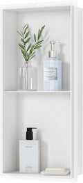 Stainless Steel Shower Niche 12" X 24", No Tile Needed Wall Niche with Double Shelves, Recessed Shower Shelf for Bathroom Storage, Matte White
