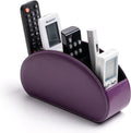 Remote Control Holders Organizer Box with 5 Compartment PU Leather Multi-functional Office Desk Storage Caddy Store Tv Remote for Media Player,Brush,Pencil,Glassees&Office Supplies (Dark purple)