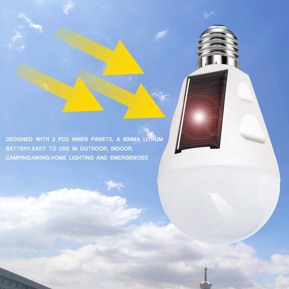 4 Pack LED Solar Emergency Light Bulbs for Home Power Failure, E26/E27 7W Rec...