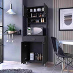 23.6" D*13.7" W*66.5" H Freestanding Kitchen Pantry with Dawer & 2 Shelves, 2 Double Doors, Rectangular Storage Cabinet, Traditional, for Living Room, Dining Room, Black