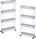SPACELEAD 2-piece Set Slim Storage Cart 3 Tier,Bathroom Organizer Rolling Utility,Mobile Shelving Unit Slide Out for Office, Kitchen, Laundry Room & Narrow Places