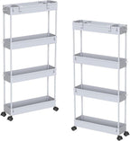 SPACELEAD 2-piece Set Slim Storage Cart 3 Tier,Bathroom Organizer Rolling Utility,Mobile Shelving Unit Slide Out for Office, Kitchen, Laundry Room & Narrow Places