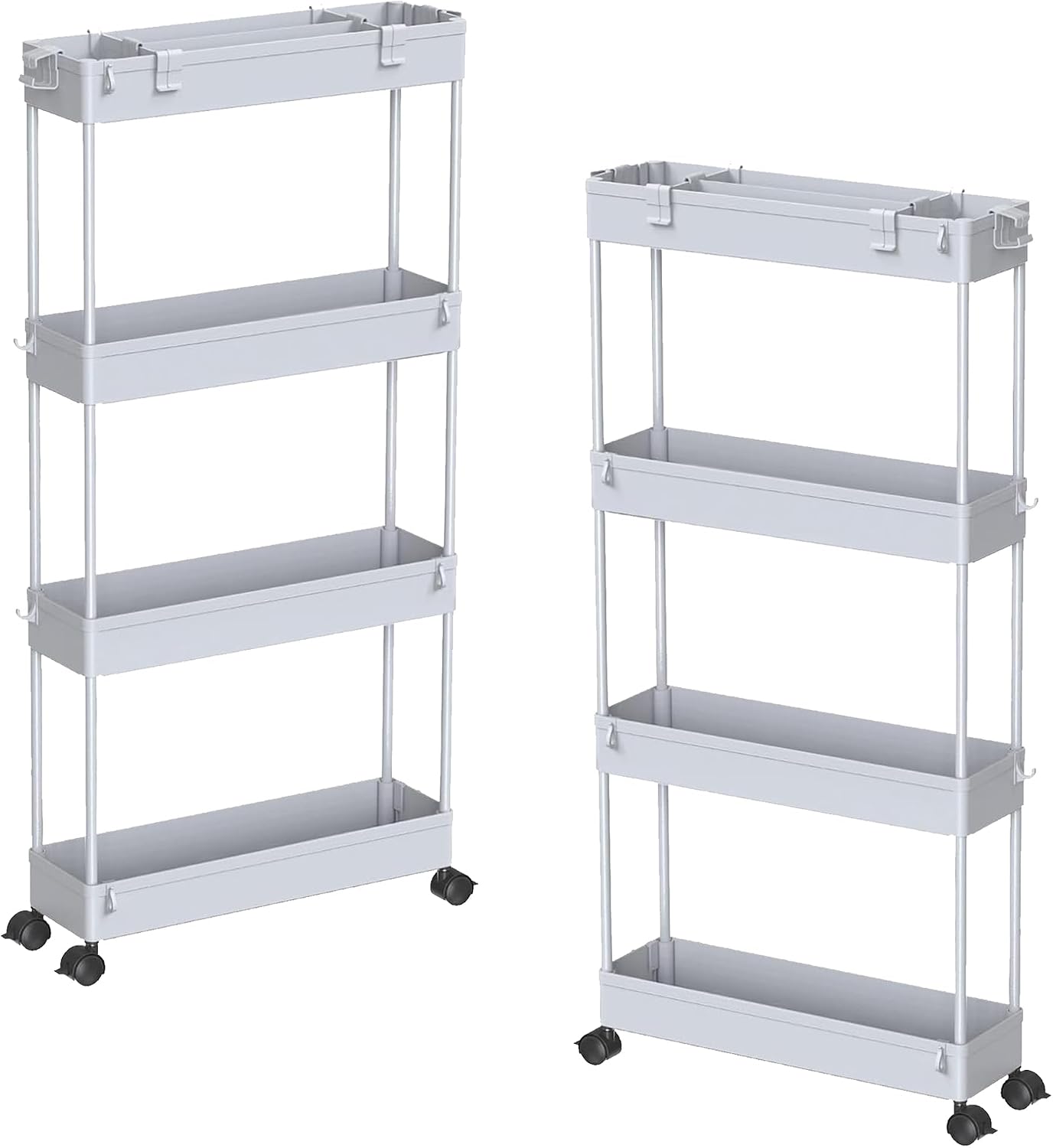 SPACELEAD 2-piece Set Slim Storage Cart 3 Tier,Bathroom Organizer Rolling Utility,Mobile Shelving Unit Slide Out for Office, Kitchen, Laundry Room & Narrow Places