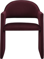 Modway Talia Performance Velvet Dining Armchair in Mulberry - Modern Curved Dining Chair with Open-Back - Stain-Resistant Velvet Barrel Chair - Living Room Accent Chair with Arms