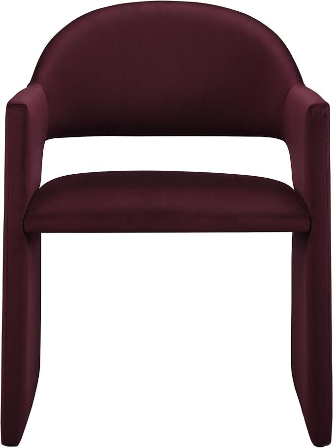 Modway Talia Performance Velvet Dining Armchair in Mulberry - Modern Curved Dining Chair with Open-Back - Stain-Resistant Velvet Barrel Chair - Living Room Accent Chair with Arms