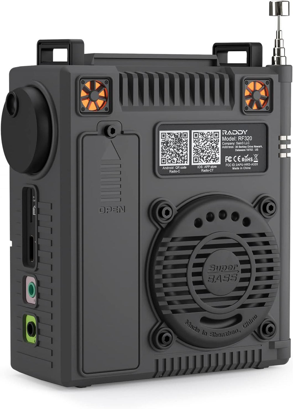 Raddy RF320 App Control Shortwave Radio, All-Band Receiver, Black