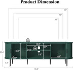ARTPOWER 70" Modern TV Stand with Tambour Door for TVs up to 80", Entertainment Center with Storage, Fluted Television Consoles for Home, Living Room, Green