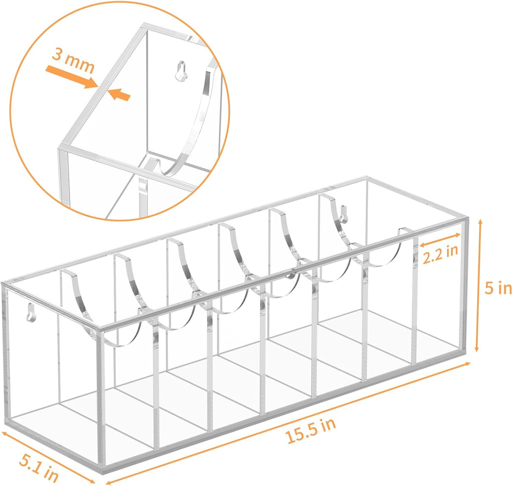 FEMELI Belt Organizer, Acrylic Belt Storage for Closet with Dust Cover, 7 Compartments Belt Container Display Holder for Drawer, Clear Belt Tie Case for Women Men Home