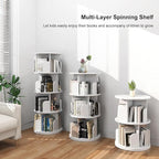 Nidouillet Rotating Bookshelf, Revolving Bookcase 360 Display Round Bookshelf Narrow Swivel Corner Book Shelf Standing Bookcase for Adult Bedroom, Living Room (White, 3 Tier)
