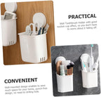 Strong Suction Toothbrush Holder Wall Mount No Drilling Bathroom Organizer with Ventilated Storage Shelf for Toothbrush Razor Makeup White
