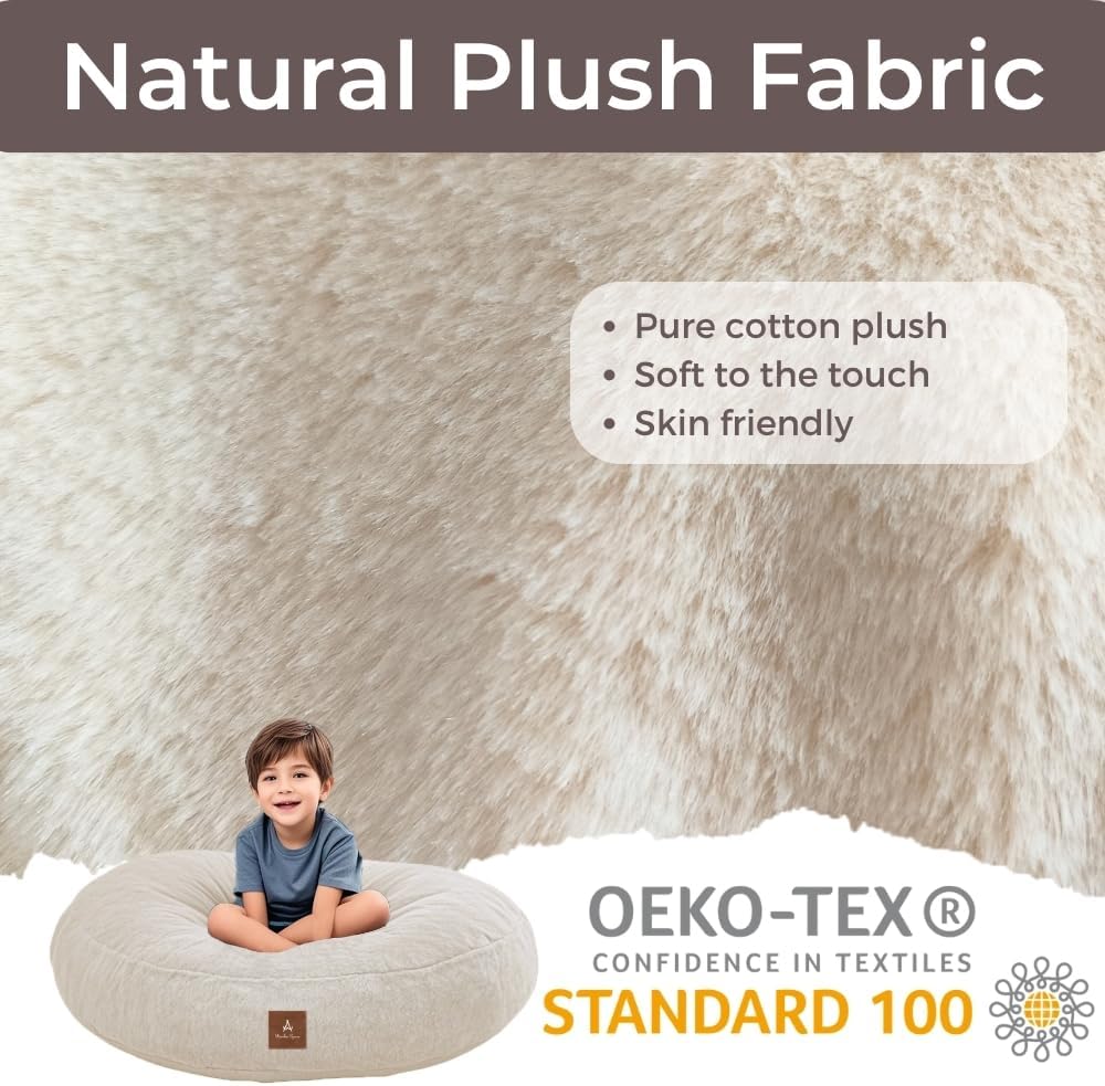 Wonder Space Bean Bag Chair – Soft Foam Filling | Removeable & Washable Cover | Ultra-Soft Plush Fabric - Minimalist Floor Cushion for Kids & Adults, Gaming, Reading and Relaxing, Beige