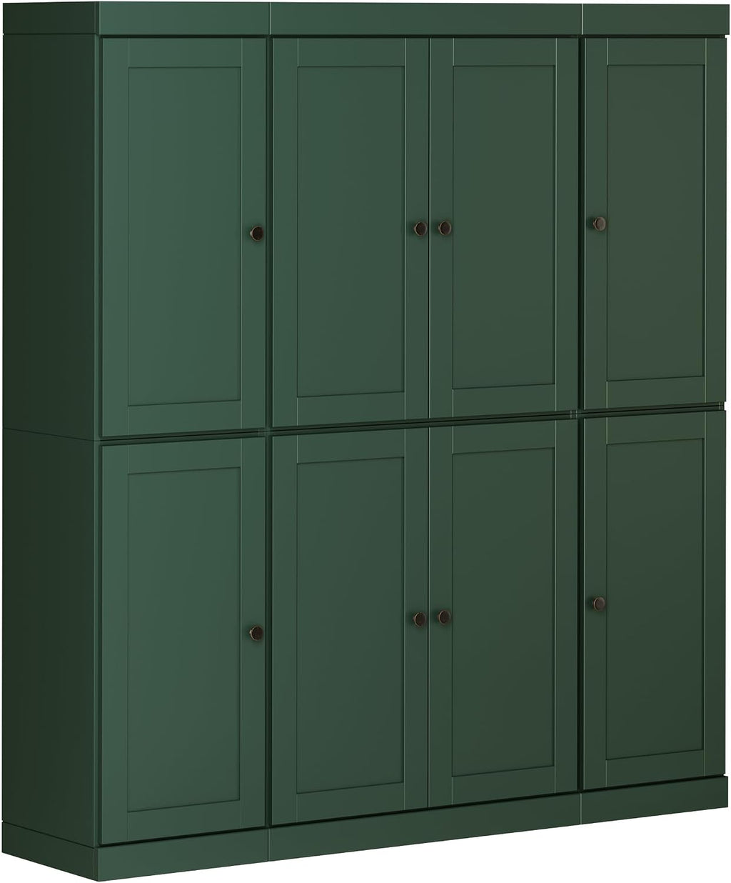 Palace Imports Solid Wood Pantry Cabinet – 71.5" Tall, 65" W - Wooden Storage Cabinet w/ 8 Shaker Doors, 2 Drawers & 12 Adjustable Shelves for Kitchen – Green, 100% Eco-Friendly Wood, Made in Brazil